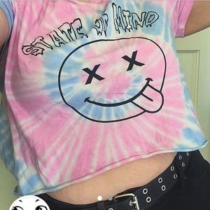 💎🎀pastel tie-dye “STATE OF MIND” crop top🎀💎